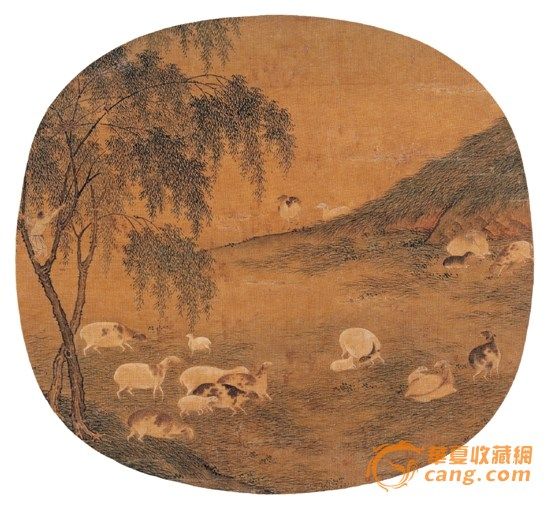 南宋 李迪 春郊牧羊图页 绢本设色 24.1×24.8cm 美国大都会艺术博物馆藏 